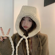 レディース帽子　ニットキャップ　リボン　デザイン　韓国ファッション　秋冬　INS