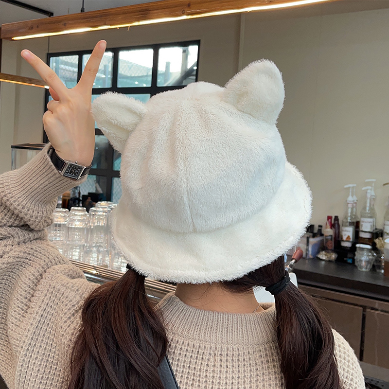 レディース帽子　バケットハット　ファー　もこもこ　デザイン　韓国ファッション　秋冬　INS