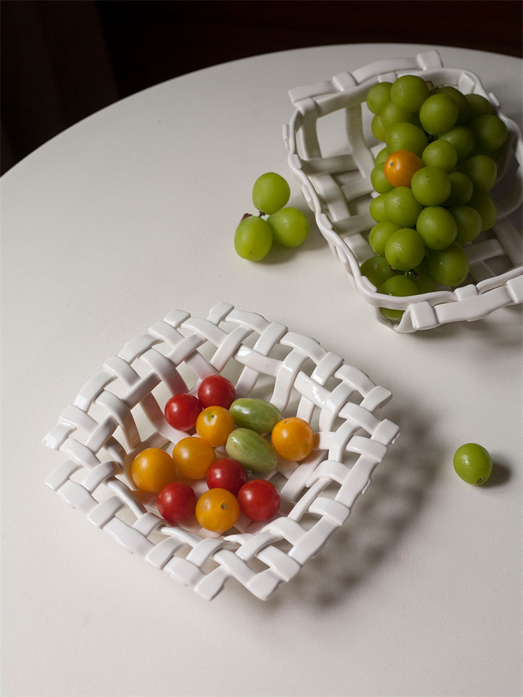 独特の存在感  果物皿 収納バスケット 陶磁器の果物皿 キャンディー皿 キッチンの水切りブルー