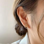 925銀針 本物の金メッキ イヤリング レディースイヤリング 韓国ファッション ダイヤスタッドピアス