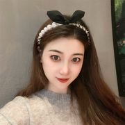 Xiaoxiangfengバニー耳ヘッドバンド女性真珠シンプルな女の子の頭飾りショートヘアヘッドバン