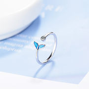 リング韓国語版のセン部門のスイートブルーフィッシュテールデザインセンスのニッチな冷風リングダイヤモ