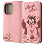 ★Phone 15 Pro/ディズニー/手帳型レザーケース Raffine/ミニーマウスとフィガロ