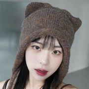 レディース帽子　猫耳　ニット帽子　韓国ファッション　秋冬　かわいい　8色