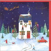グリーティングカード クリスマス「クリスマスの家」デコパージュ メッセージカード