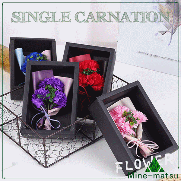 母の日ギフト パラ カーネーション 3点セット ソープフラワー 枯れないお花 シャボンフラワー