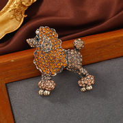 2色 ヴィンテージラインストーン犬ブローチ プードル 動物のコサージュ ピン かわいい 犬のアクセサリー