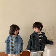 韓国の子供服子供服の春と秋の長袖デニムジャケット小さな男の子と女の子のベビーコットンデニムトップ