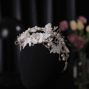豪華な真珠の結婚式、ブライダルフラワーのヘッドピース、女性のためのヘアアクセサリー、オーナメント