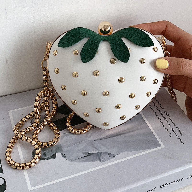 5色 リベット いちご ショルダーバッグ レディース ミニバッグ