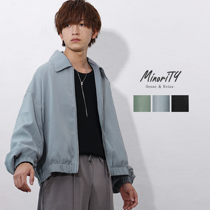 【アウター】とろみ素材 バルーン袖 スウィングトップ ジップブルゾン／MinoriTY