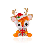 クリスマスブローチ かわいい ヘラジカ 鹿 ブローチ コサージュピン  クリスマスアクセサリー