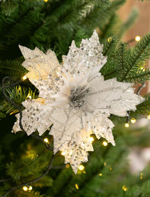 Christmas限定 飾り 装飾花20 cmスパンコールパイルクリスマスフラワー クリスマス飾り インテリア