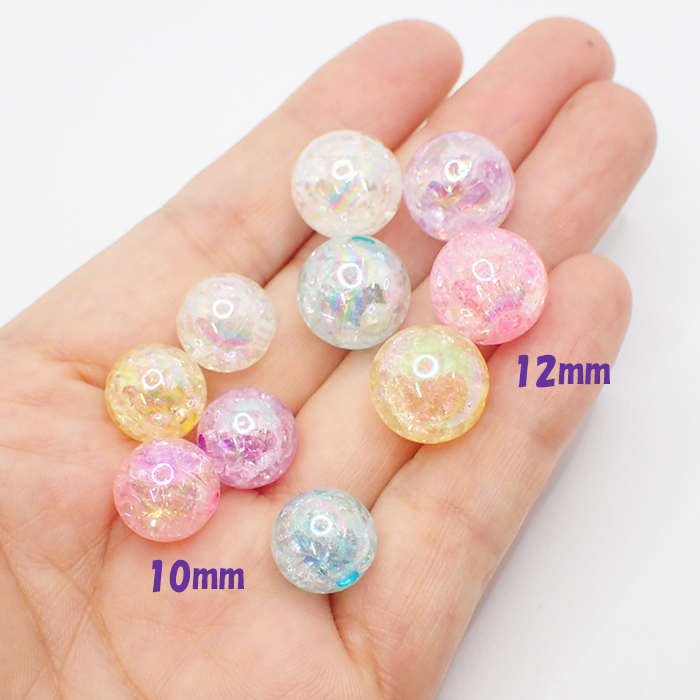アクリルビーズ 10mm オーロラクラッシュ 10g 大きめ プラ 樹脂 ビーズ 