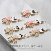 1個 パール 桜 猫 ヘアクリップ  レディースヘアピン ファッション ヘアアクセサリー