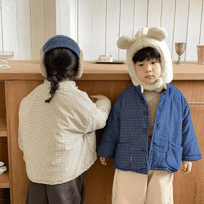 秋冬新作 韓国風子供服 コーデュロイ ジャンパー ジャケット 野裏ボア裏起毛 上着 チェック柄 80-130