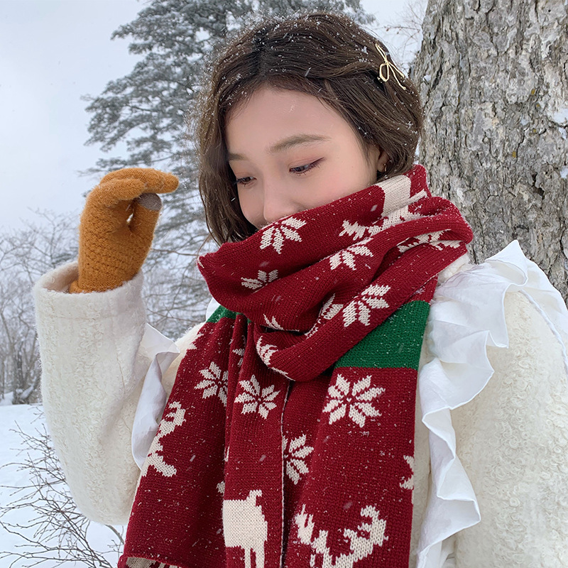 マフラー　ストール　クリスマス　韓国ファッション　デザイン　秋冬　2colors