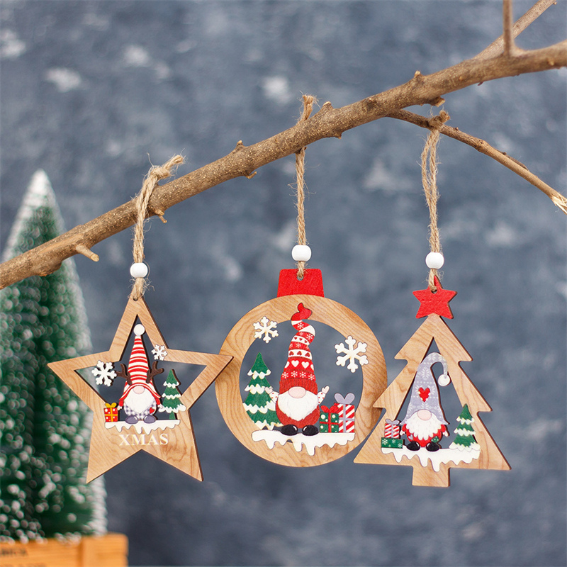 クリスマス装飾、中空吊り下げ、クリスマスツリー吊り下げ、ペンダント、木製ペンダント