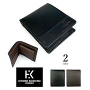 全2色 HIROKO KOSHINO（ヒロコ コシノ）リアルレザー サフィアーノ型押し 二つ折り財布 ショートウォレット