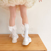 ★Kids Socks★　子供靴下　レースリボン付きックス　キッズソックス　韓国キッズファッション