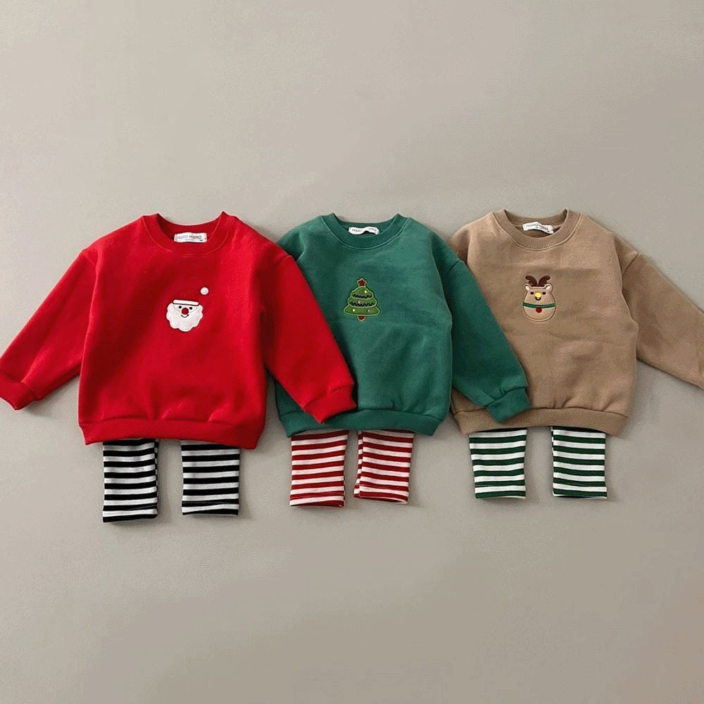 insスタイル　韓国子供服　クリスマス　トレーナー　赤ちゃん　裏起毛　サンタ服　ベビー服　可愛い　