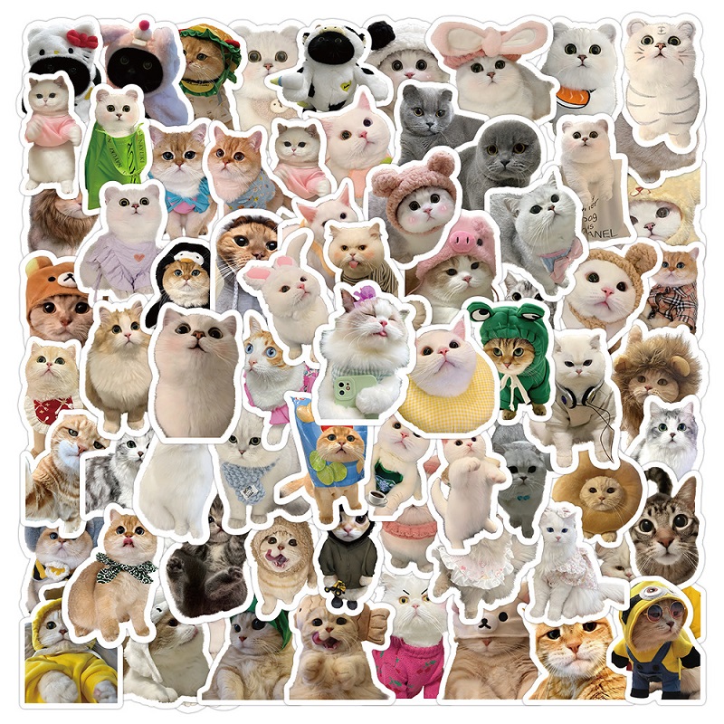 100枚/セット 新作 かわいい 猫のステッカー 猫アクセサリー 猫 雑貨 電話装飾品 防水 猫柄 手帳用シール