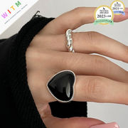ハート型 指輪 リング 高級感 アクセサリー 金属リング 素敵なデザイン 開口指輪