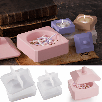 新品 石鹸ローソク アロマキャンドル レジン枠シリコンモールド 幾何学型 収納ケース 燭台 2枚組 蝋燭