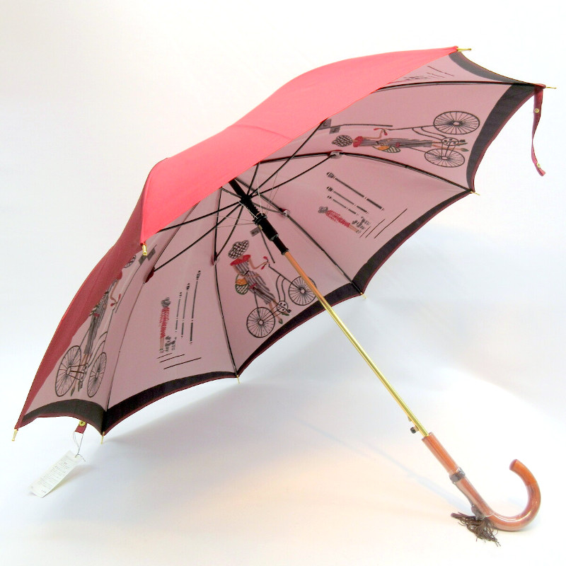 【日本製】【雨傘】【長傘】甲州産両面裏ホグシ織自転車柄軽量日本製金骨ジャンプ傘