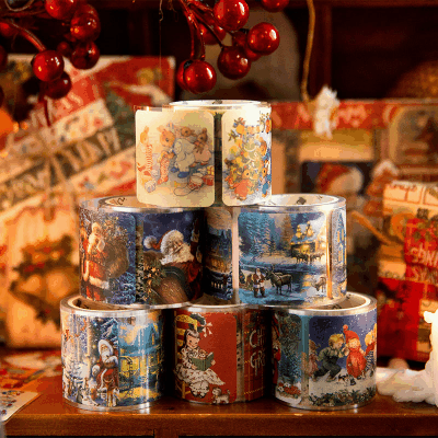 ステッカー シール マスキングテープ Xmas クリスマス 童話風景 サンタクロース アニマル 35mm*3.8m