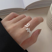 人気ファッション女性のリング 猫のアクセサリー かわいい猫のリング オープンリング 猫雑貨 ねこの指輪