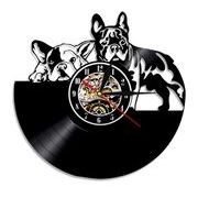 犬柄 ブルドッグ ビニールレコード 壁時計 壁 家の装飾