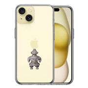 iPhone15 側面ソフト 背面ハード ハイブリッド クリア ケース 縄文 遮光器土偶