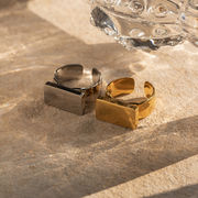 2色 18Kゴールド ステンレス鋼のリング 金 銀 フリーサイズのリング  欧米風 レディース 指輪