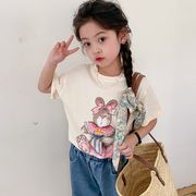 2024春新品 韓国風子供服 ベビー服  トップス Tシャツ  カジュアル 長袖 2色