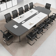 会議テーブル　長机　大型オフィステーブル　商談テーブル　木目調　コンセント穴付き　角丸