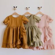 ★Girls★　子供服　80~110cm　麻ワンピース　キッズワンピース　韓国キッズファッション