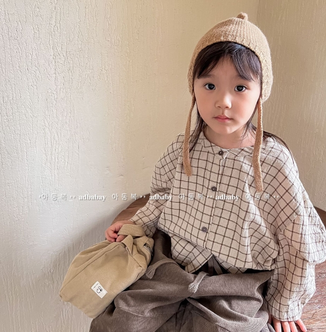 2024春新品 韓国子供服 キッズ服 ベビー服 長袖 トップス チェック