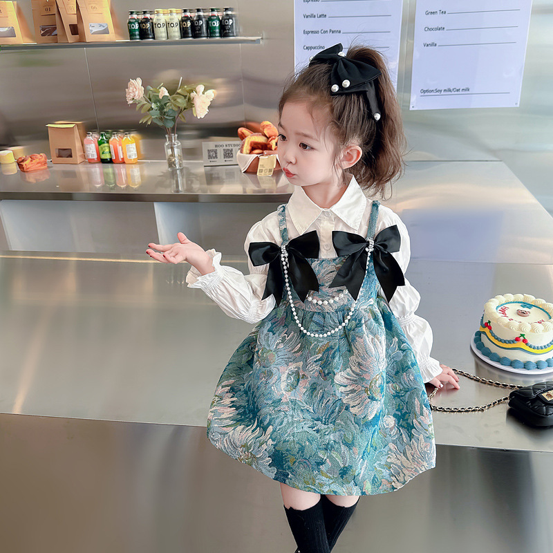 2024年新 韓国風女の子の小さい香風の格子のチョッキのスカートの 2点セット