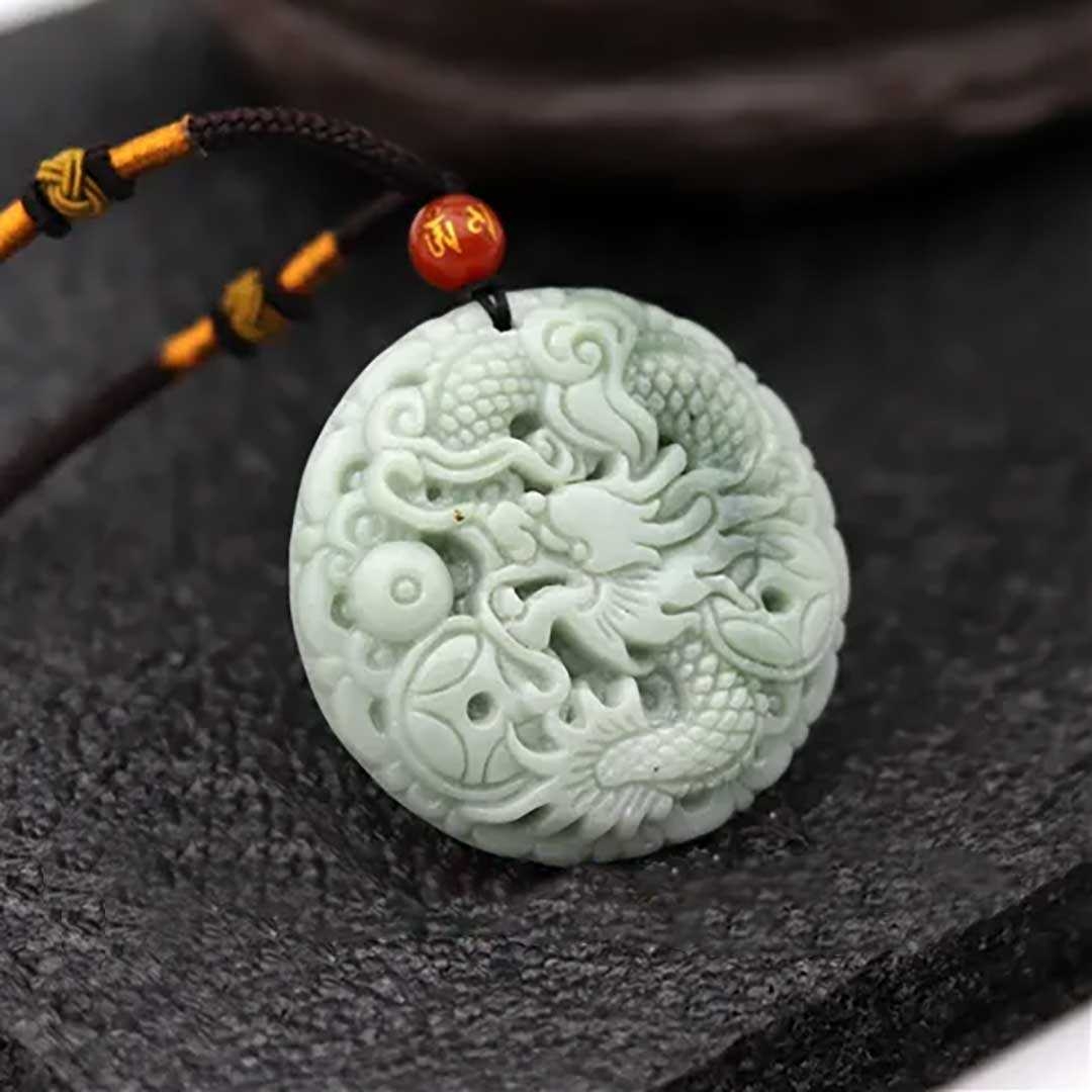 ☘本翡翠　グアテマラ翡翠　❄️氷種❄️ 龍神　ネックレス　新品5530 ☘本翡翠 グアテマラ翡翠 ❄️氷種❄️ 龍神 ネックレス 新品5530