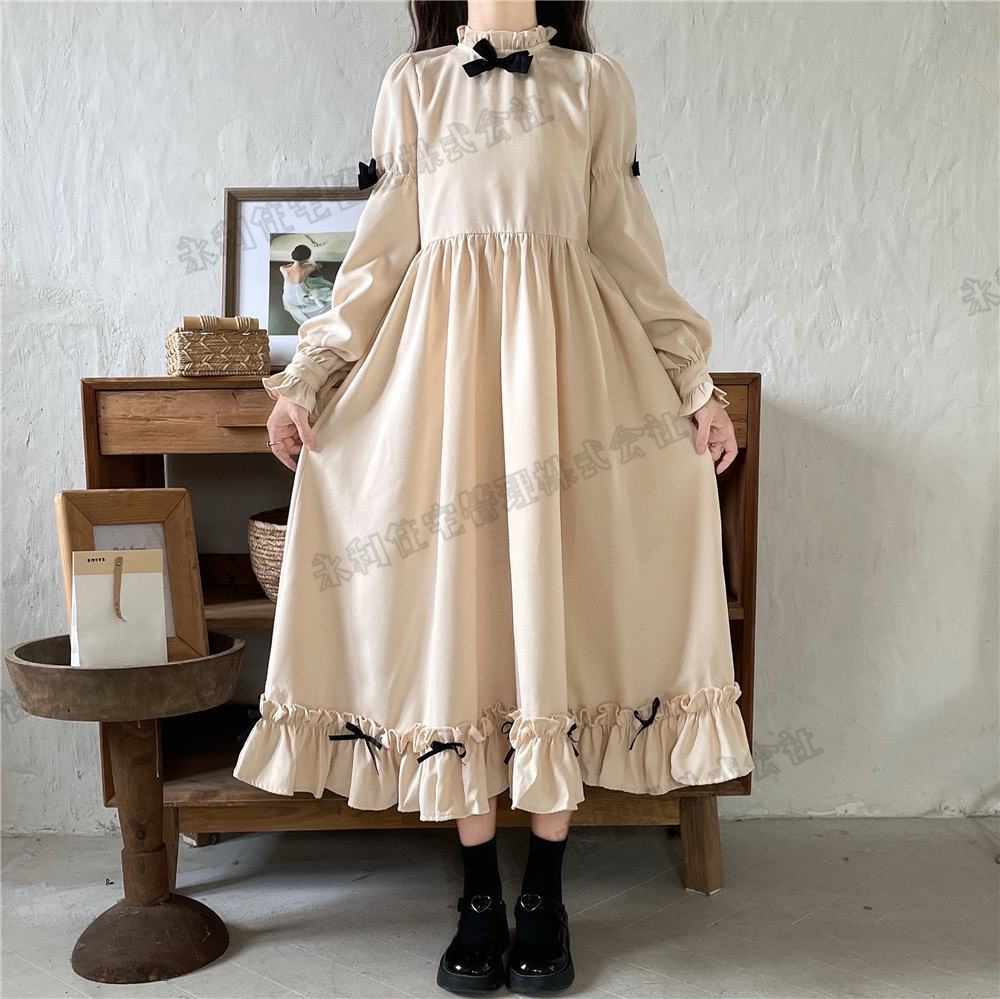 Lolita系】２点セット ワンピース 長袖 フランス風 レトロ サロペット