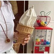 INS新品  レディース  アイスクリーム型   ショルダーバッグ  藤編みのバッグ   ハンドバッグ 韓国風
