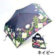 【雨傘】【折りたたみ傘】同柄バッグ付き軽量コンパクト折傘・フローラルペインティング柄