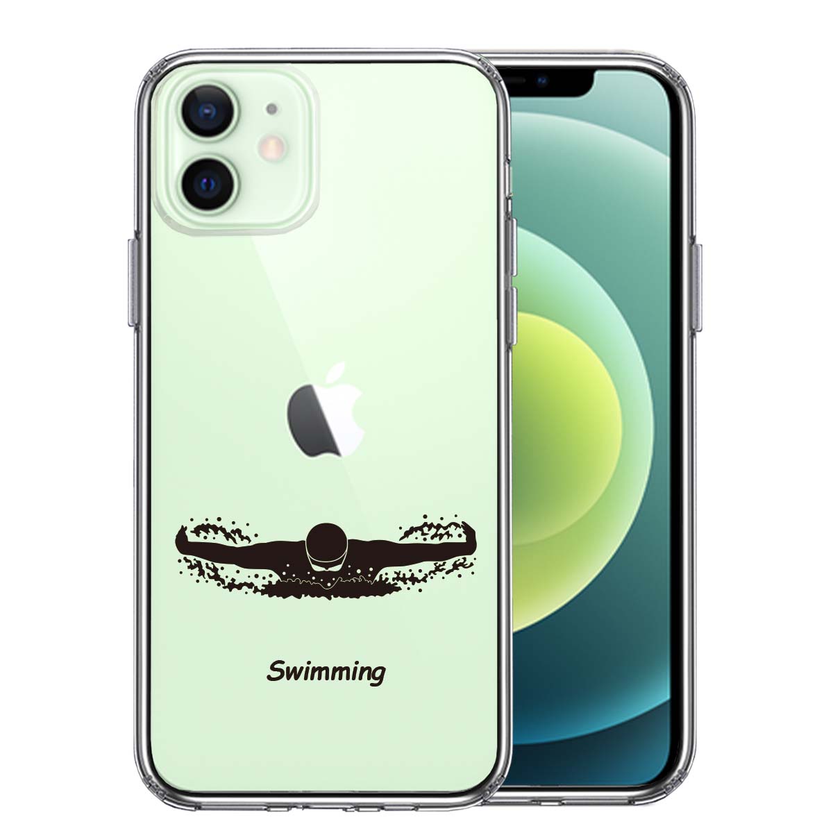 iPhone12 側面ソフト 背面ハード ハイブリッド クリア ケース 水泳 スイミング