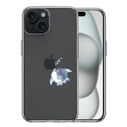 iPhone 15 Plus 側面ソフト 背面ハード ハイブリッド クリア ケース マンボウ りんごに チュッ