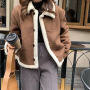気持ちいい布地 通勤する 秋冬 レトロ 減齢 暖かさ 毛皮一体 毛皮の襟 単体ボタン コート ファッション