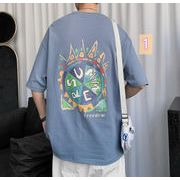 2022春夏新作 メンズ 男 カジュアル トップス 半袖 プリント Tシャツ インナー 4色 M-2XL