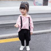韓国子供服 厚手い２点セット ベビー春秋冬セーター+パンツ   長袖 フード付きゆったり 女の子