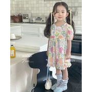 2024 ins  韓国風子供服 花柄  ワンピース  可愛い  半袖