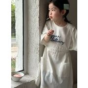 2024 ins 韓国風子供服  ベビー服  エプロンワンピース   ブラウス  英文字柄  刺繍